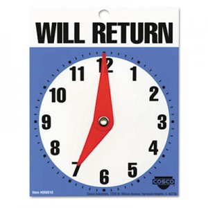 COSCO COS098010 Will Return Later Sign, 5" x 6", Blue