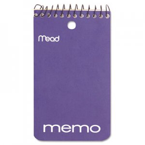 Mead 45354 Memo Book, College Ruled, 3 x 5, Wirebound, Punched, 60 Sheets, Assorted MEA45354