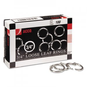 ACCO 72201 Metal Book Rings, 3/4" Diameter, 100 Rings/Box ACC72201