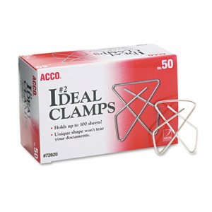 ACCO 72620 Ideal Clamps, Metal Wire, Small, 1 1/2", Silver, 50/Box ACC72620