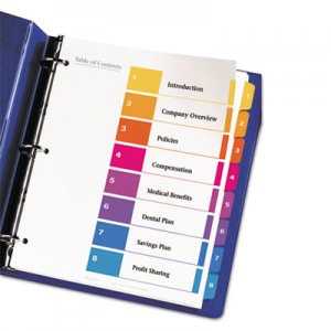 Avery 11186 Ready Index Customizable Table of Contents, Asst Dividers, 8-Tab, Ltr, 6 Sets AVE11186