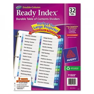 Avery 11322 Ready Index Customizable Table of Contents Double Column Dividers, 32-Tab, Ltr AVE11322