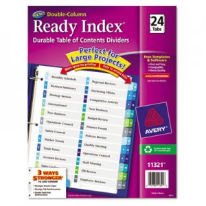 Avery 11321 Ready Index Customizable Table of Contents Double Column Dividers, 24-Tab, Ltr AVE11321