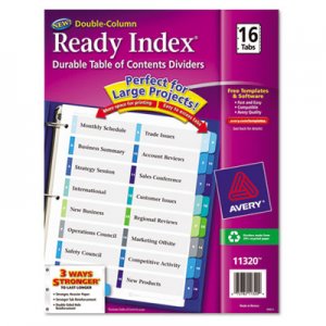 Avery 11320 Ready Index Customizable Table of Contents Double Column Dividers, 16-Tab, Ltr AVE11320