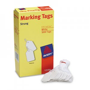 Avery 12204 White Marking Tags, Paper, 1 3/4 x 1 3/32, White, 1,000/Box AVE12204