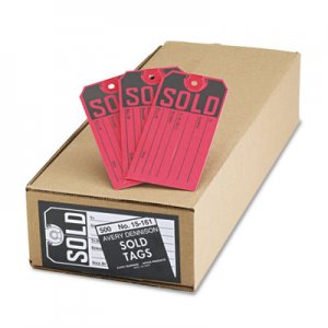 Avery 15161 Sold Tags, Paper, 4 3/4 x 2 3/8, Red/Black, 500/Box AVE15161