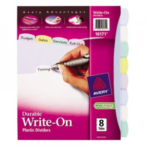 Avery 16171 Write & Erase Big Tab Plastic Dividers, 8-Tab, Letter AVE16171