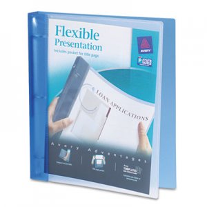 Avery 17675 Flexible Round Ring Binder, 11 x 8 1/2, 1" Capacity, Blue AVE17675