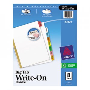 Avery 23079 Write & Erase Big Tab Paper Dividers, 8-Tab, Letter AVE23079
