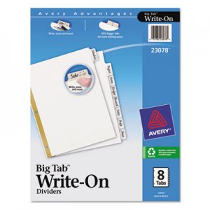 Avery 23078 Write & Erase Big Tab Paper Dividers, 8-Tab, Letter AVE23078