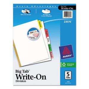 Avery 23076 Write & Erase Big Tab Paper Dividers, 5-Tab, Letter AVE23076