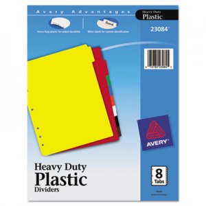 Avery 23084 Write-On Tab Plastic Dividers w/White Labels, 8-Tab, Letter AVE23084