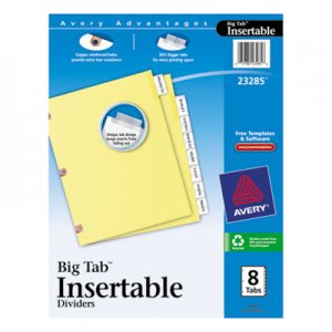 Avery 23285 Insertable Big Tab Dividers, 8-Tab, Letter AVE23285