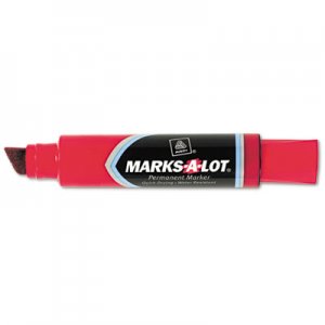 Marks-A-Lot 24147 Jumbo Desk Style Permanent Marker, Chisel Tip, Red AVE24147