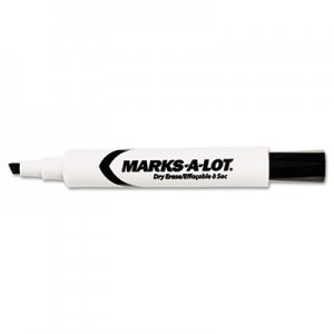 Marks-A-Lot 24408 Desk Style Dry Erase Marker, Chisel Tip, Black, Dozen AVE24408