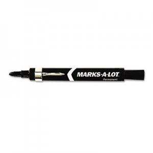 Marks-A-Lot 24878 Large Desk Style Permanent Marker w/ Metal Pocket Clip, Bullet Tip, Black, Dozen AVE24878