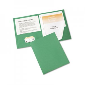 Avery 47977 Two-Pocket Folder, Prong Fastener, Letter, 1/2" Capacity, Green, 25/Box AVE47977