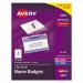 Avery 5384 Badge Holder Kit w/Laser/Inkjet Insert, Top Load, 3 x 4, White, 40/Box AVE5384
