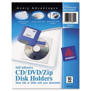 Avery 73721 Self-Adhesive Media Pockets, 10/Pack AVE73721