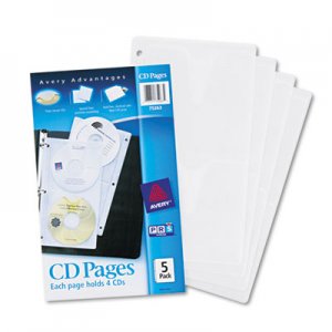 Avery 75263 Two-Sided CD Organizer Sheets for Three-Ring Binder, 5/Pack AVE75263