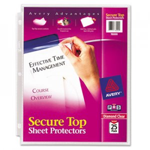 Avery 76000 Secure Top Sheet Protectors, Super Heavy Gauge, Letter, Diamond Clear, 25/Pack AVE76000