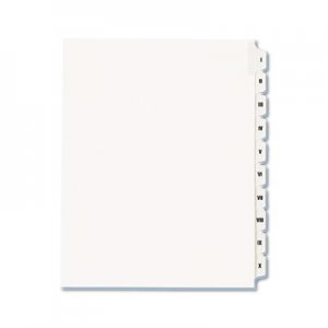 Avery 82319 Allstate-Style Legal Exhibit Side Tab Dividers, 10-Tab, I-X, Letter, White AVE82319