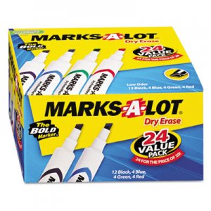 Marks-A-Lot 98188 Desk Style Dry Erase Marker, Chisel Tip, Assorted, 24/Pack AVE98188
