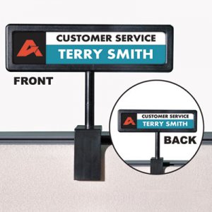 Advantus 75334 People Pointer Cubicle Sign, Plastic, 9 x 2 1/2, Black AVT75334