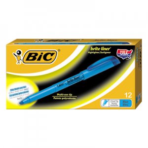 BIC BICBL11BE Brite Liner Highlighter, Chisel Tip, Fluorescent Blue Ink, Dozen BL11-BE