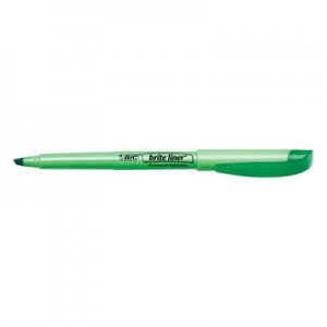 BIC BICBL11GN Brite Liner Highlighter, Chisel Tip, Fluorescent Green Ink, Dozen BL11-GN