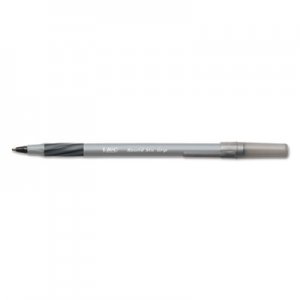 BIC BICGSFG11BK Round Stic Grip Xtra Comfort Ballpoint Pen, Black Ink, .8mm, Fine, Dozen GSFG11-BK