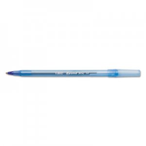 BIC BICGSM11BE Round Stic Xtra Precision/Xtra Life Ballpoint, Blue Ink, T-Blue Brl, 1mm, DZ GSM11-BE
