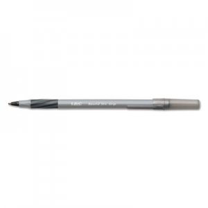BIC BICGSMG11BK Round Stic Grip Xtra Comfort Ballpoint Pen, Black Ink, 1.2mm, Medium, Dozen GSMG11-BK
