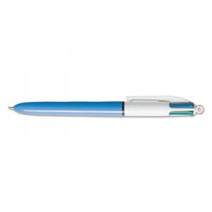 BIC MM11 4-Color Ballpoint Retractable Pen, Assorted Ink, Blue Barrel, 1mm, Medium BICMM11