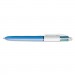 BIC MM11 4-Color Ballpoint Retractable Pen, Assorted Ink, Blue Barrel, 1mm, Medium BICMM11