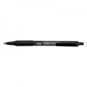 BIC BICSCSM11BK Soft Feel Ballpoint Retractable Pen, Black Ink, 1mm, Medium, Dozen SCSM11-BK
