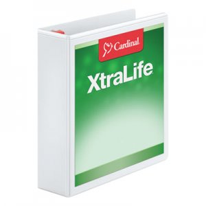 Cardinal 26320 XtraLife ClearVue Non-Stick Locking Slant-D Binder, 2" Cap, 11 x 8 1/2, White CRD26320