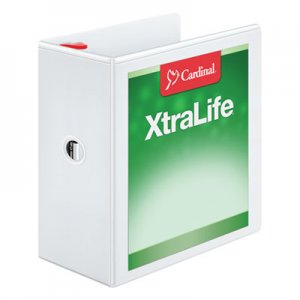 Cardinal 26350 XtraLife ClearVue Non-Stick Locking Slant-D Binder, 5" Cap, 11 x 8 1/2, White CRD26350