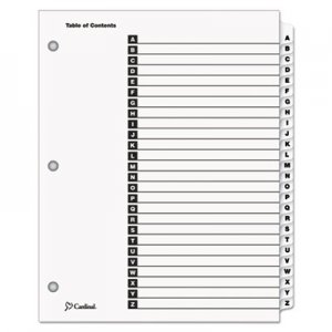 Cardinal 60213 Traditional OneStep Index System, 26-Tab, A-Z, Letter, White, 26/Set CRD60213