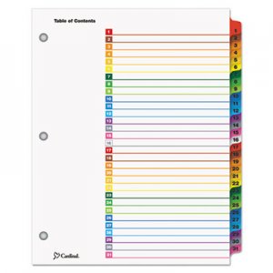 Cardinal 60118 Traditional OneStep Index System, 31-Tab, 1-31, Letter, Multicolor, 31/Set CRD60118