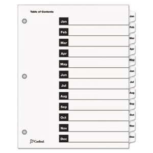 Cardinal 60313 Traditional OneStep Index System, 12-Tab, Months, Letter, White, 12/Set CRD60313