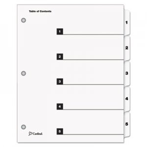 Cardinal 60513 Traditional OneStep Index System, 5-Tab, 1-5, Letter, White, 5/Set CRD60513