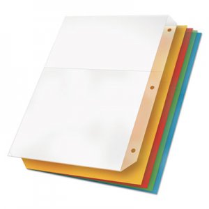 Cardinal 84007 Poly Ring Binder Pockets, 8-1/2 x 11, Assorted Colors, 5 Pockets/Pack CRD84007