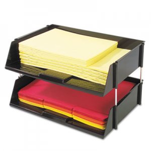 deflecto 582704 Industrial Stacking Tray Set, Two Tier, Plastic, Black DEF582704