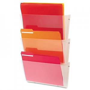 deflecto 63601RT Unbreakable Wall File Set, Letter, Three Pocket, Clear DEF63601RT