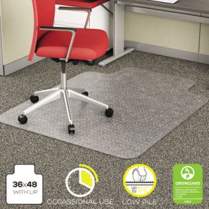 deflecto CM11112 EconoMat Occasional Use Chair Mat for Low Pile, 36 x 48 w/Lip, Clear DEFCM11112