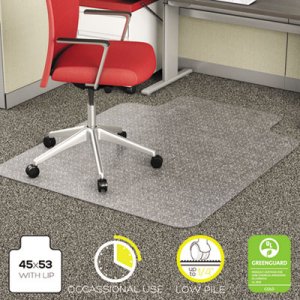 deflecto CM11232 EconoMat Occasional Use Chair Mat for Low Pile, 45 x 53 w/Lip, Clear DEFCM11232