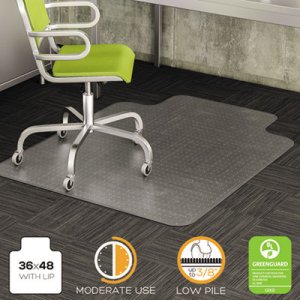 deflecto CM13113 DuraMat Moderate Use Chair Mat for Low Pile Carpet, 36 x 48 w/Lip, Clear DEFCM13113