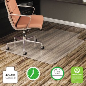 deflecto CM21232 EconoMat Anytime Use Chair Mat for Hard Floor, 45 x 53 w/Lip, Clear DEFCM21232