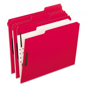 Pendaflex PFX21319 Colored Folders With Embossed Fasteners, 1/3 Cut, Letter, Red/Grid Interior